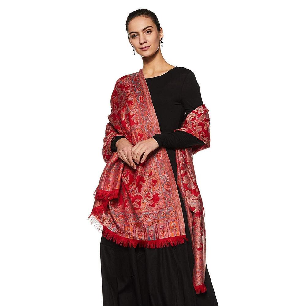 9359 Women's Pashmina Wool Blend Indian Handicraft Woven Shawls, Scarf